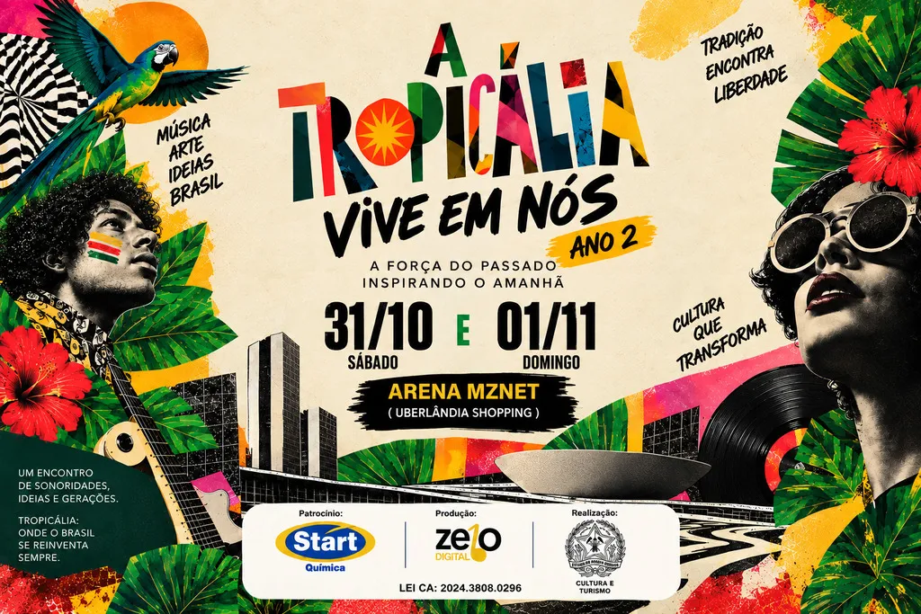 Uberlândia recebe a segunda edição de “A Tropicália Vive em Nós” neste sábado (31) e domingo (1º)